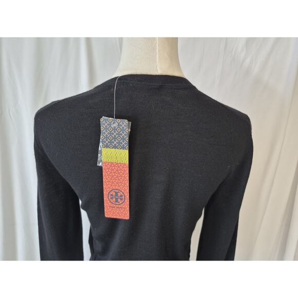 New w/Tags Tory Burch Womens Black Merino Wool Simone Cardigan Sweater XS RT$175 - Picture 9 of 13